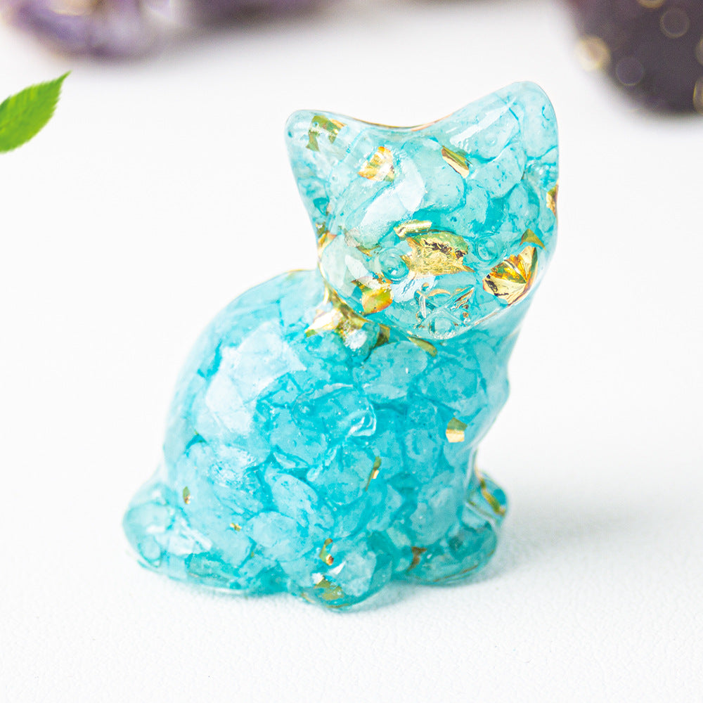 Wholesale Natural crystal gravel cute cat ornaments